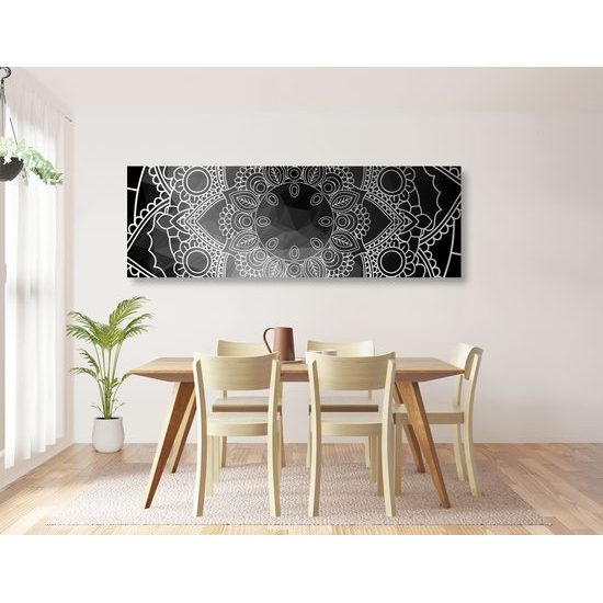 Obraz Mandala v čiernobielom prevedení