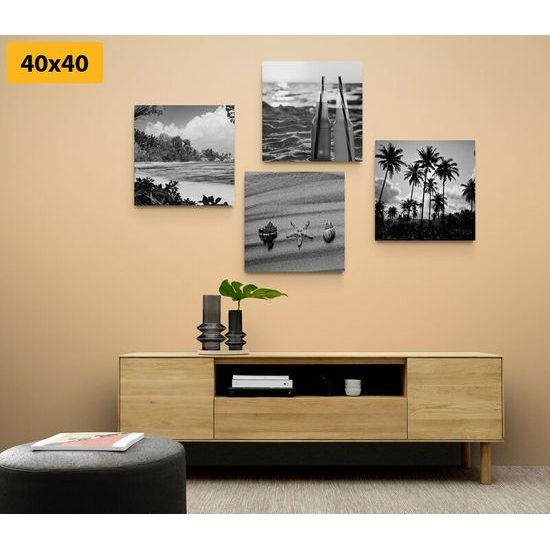 Set obrazov čiernobiele spomienky na letnú dovolenku