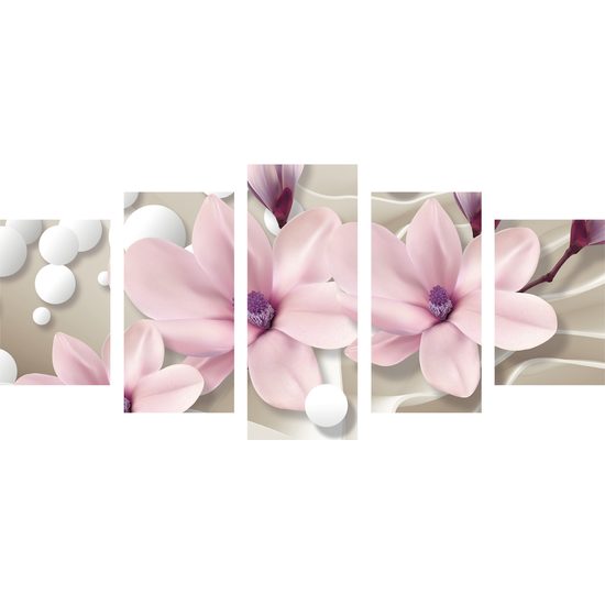 5-dielny obraz nádherná magnólia