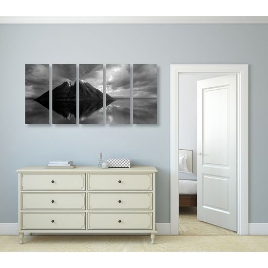 5-dielny obraz tajný ostrov v čiernobielom prevedení