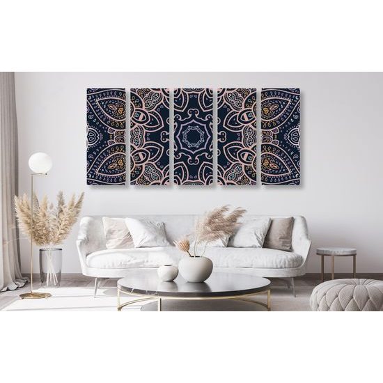 5-dielny obraz Mandala v indickom štýle