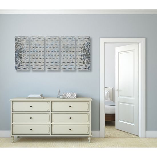 5-dielny obraz unikátny vzor na šedom pozadí