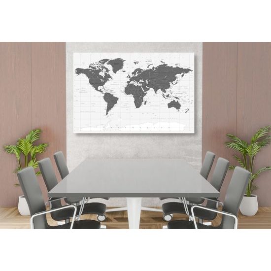 Obraz náučná mapa sveta v čiernobielom prevedení