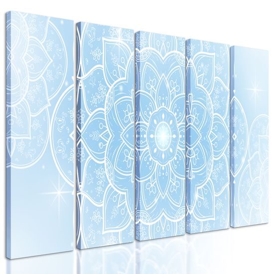 5-dielny obraz biely kvet Mandaly