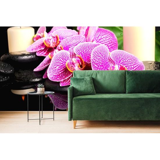 Samolepiaca tapeta kompozícia orchideí so sviečkami