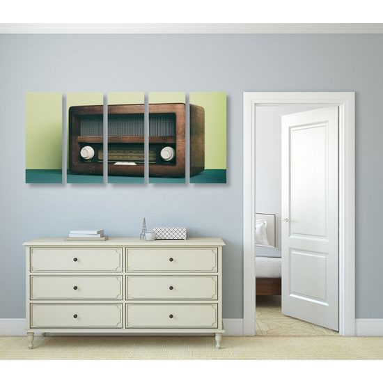 5-dielny obraz staré rádio