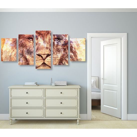 5-dielny obraz kráľ savany