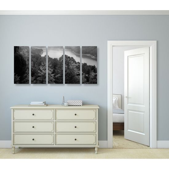 5-dielny obraz prekrásny pohľad na letnú prírodu v čiernobielom prevedení