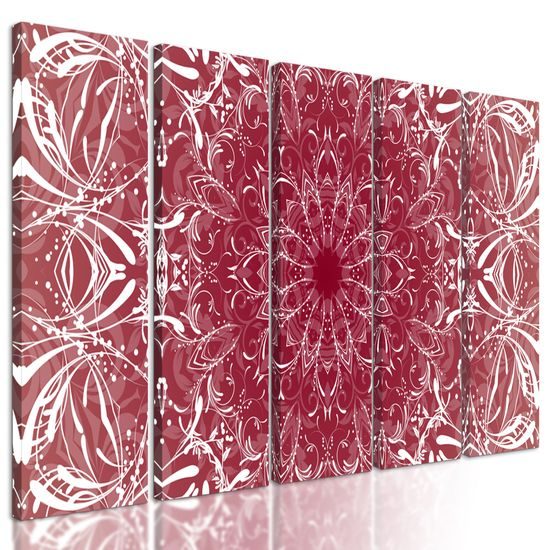 5-dielny obraz Mandala v ružovom prevedení