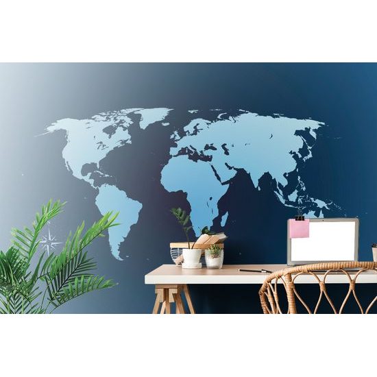 Tapeta moderná mapa sveta v modrom prevedení