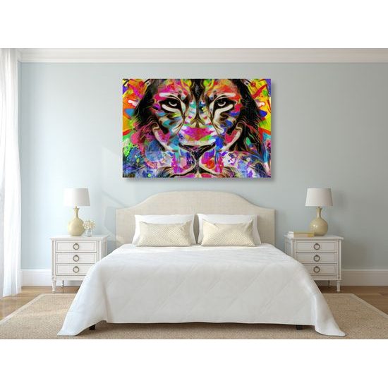 Obraz lev v pestrofarebných farbách