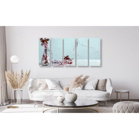 5-dielny obraz čerešňové zátišie