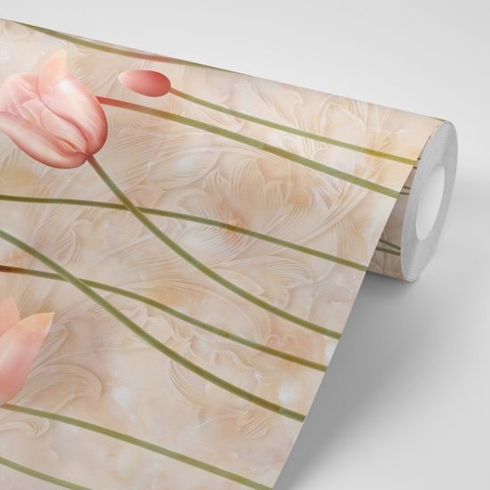 Samolepiaca tapeta jemnosť staroružových tulipánov