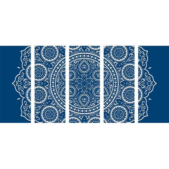 5-dielny obraz nežná Mandala na modrom pozadí