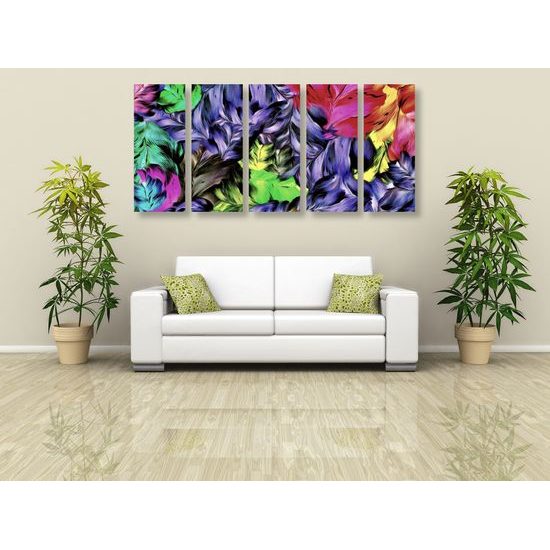5-dielny obraz maľované pestrofarebné kvety