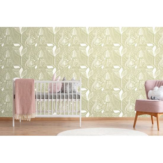 Tapeta umelecké listy v zelenom prevedení