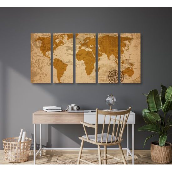 5-dielny obraz historická mapa