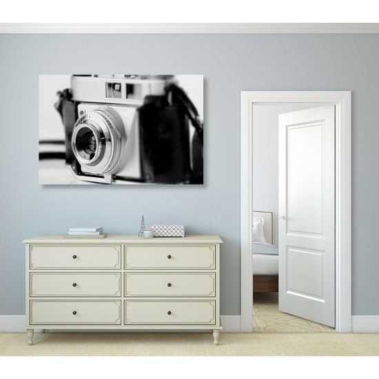 Obraz historický fotoaparát v čiernobielom prevedení