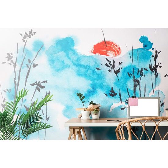 Tapeta azúrová obloha v akvarelovom prevedení