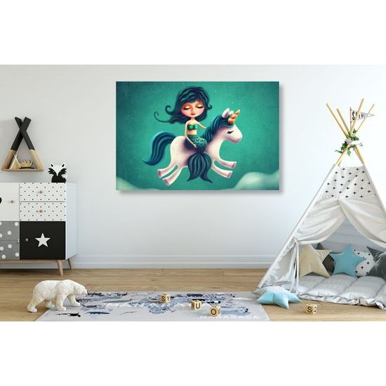 Obraz morská víla na jednorožcovi
