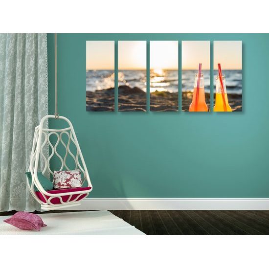 5-dielny obraz oddych na pláži