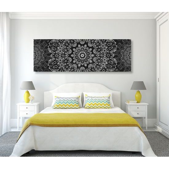 Obraz snehobiela Mandala s tmavým pozadím