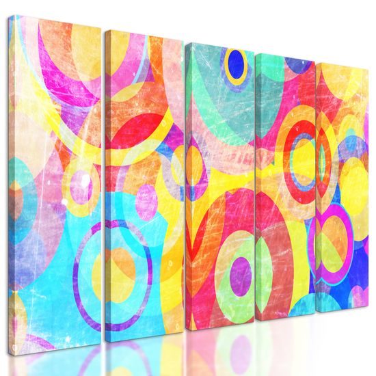 5-dielny obraz farebné kruhy