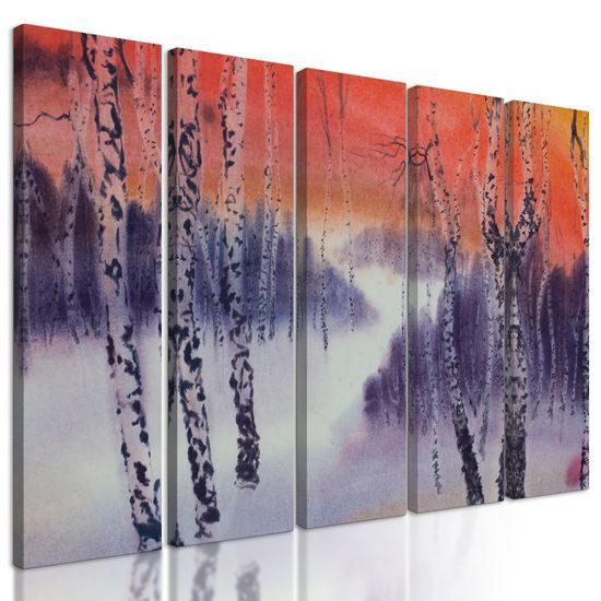 5-dielny obraz tajomný brezový háj