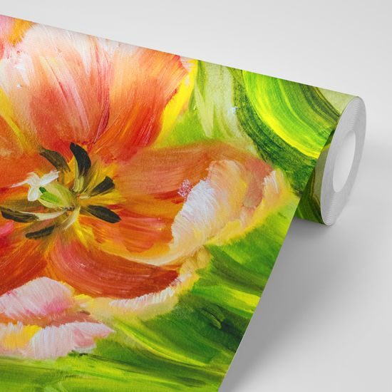 Tapeta rozkvitnuté oranžové tulipány