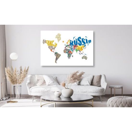 Obraz na korku mapa s nápismi štátov