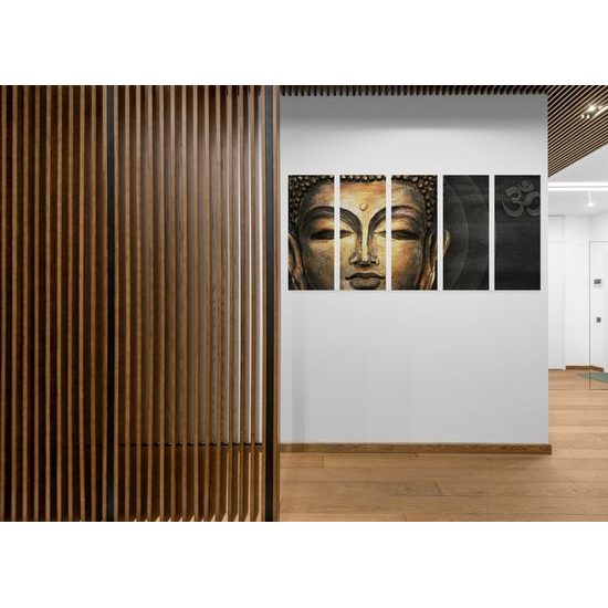 5-dielny obraz meditujúci Budha