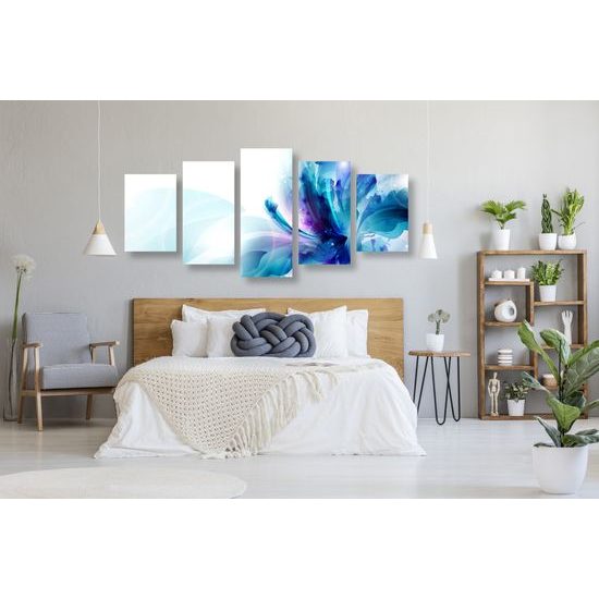 5-dielny obraz kvet v odtienoch modrej