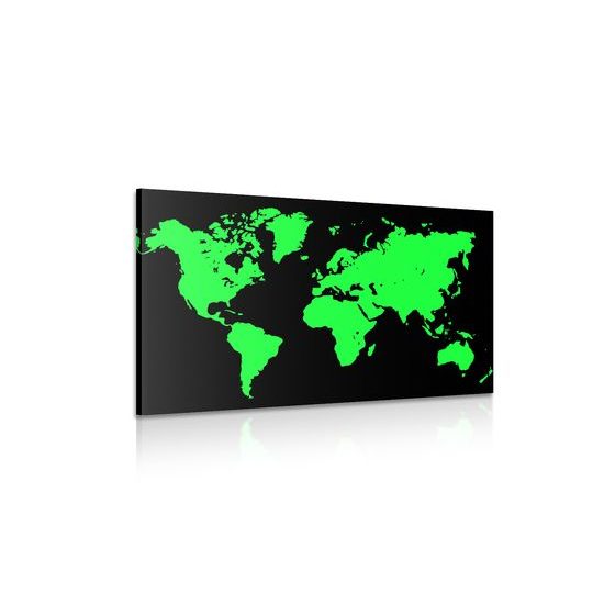 Obraz čierno zelená mapa sveta