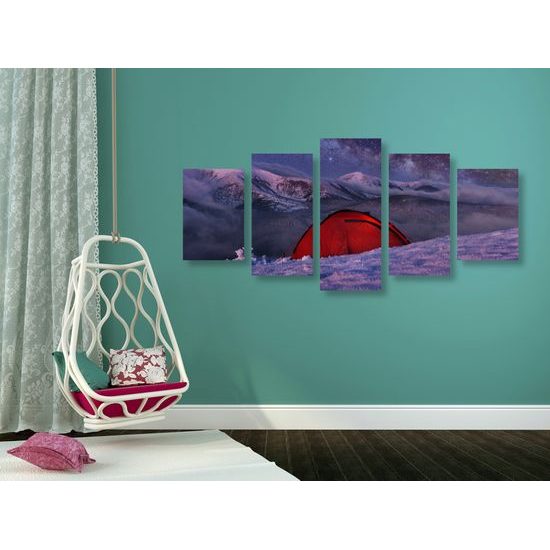 5-dielny obraz stan v zasneženej krajine