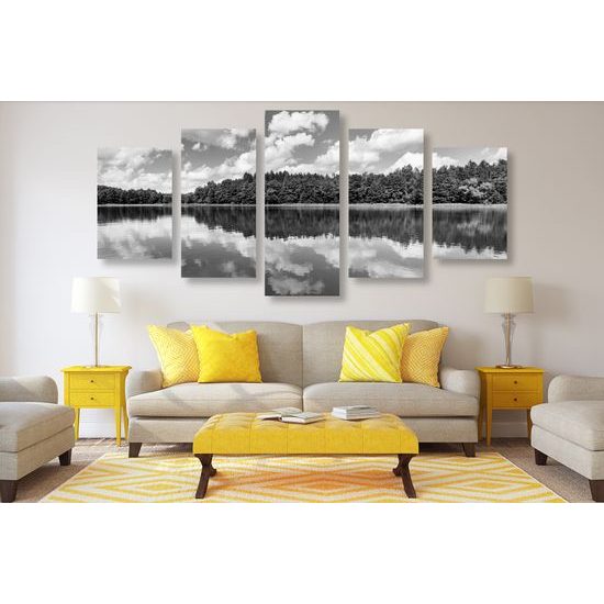 5-dielny obraz krásy prírody v čiernobielom prevedení