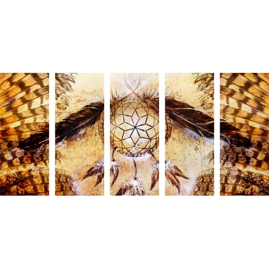 5-dielny obraz abstraktný lapač snov
