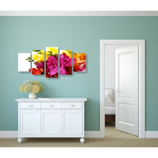5-dielny obraz pestrofarebná kytica