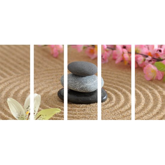 5-dielny obraz ukľudnujúce Zen zátišie