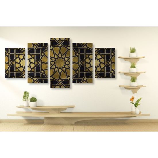 5-dielny obraz strieborná mandala