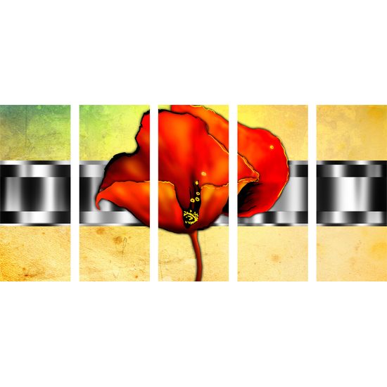 5-dielny obraz vintage vlčí mak