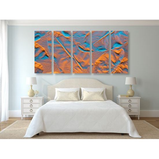 5-dielny obraz piesok so štruktúrou listov