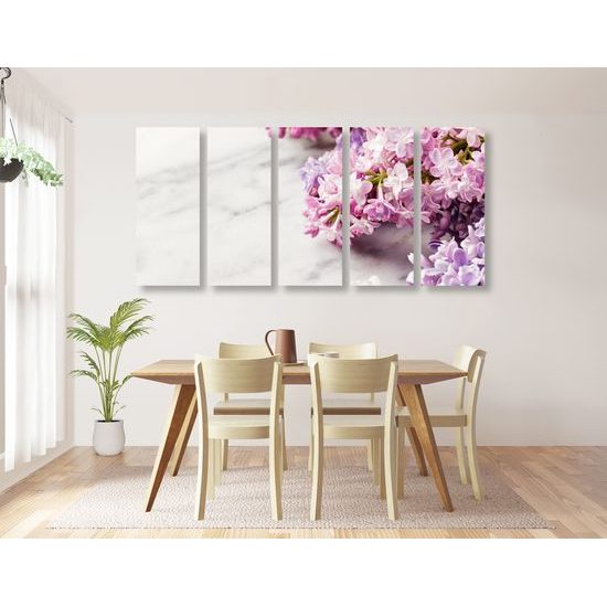 5-dielny obraz jemné jarné kvety