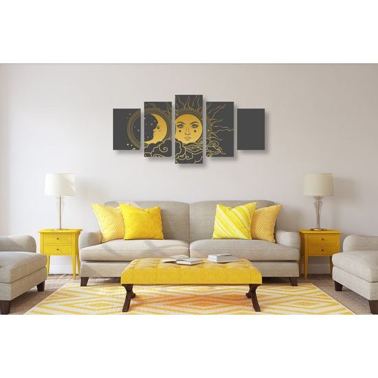 5-dielny obraz symboly slnka a mesiaca
