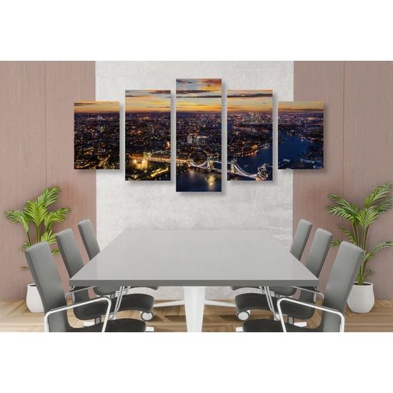 5-dielny obraz vtáčia perspektívá nad Londýnom