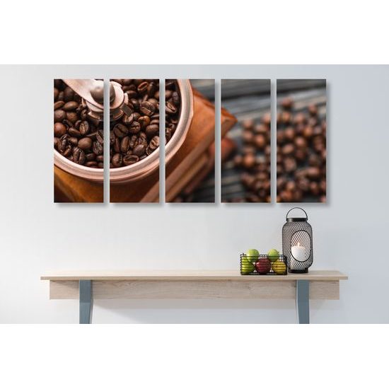 5-dielny obraz kvalitné zrnká kávy