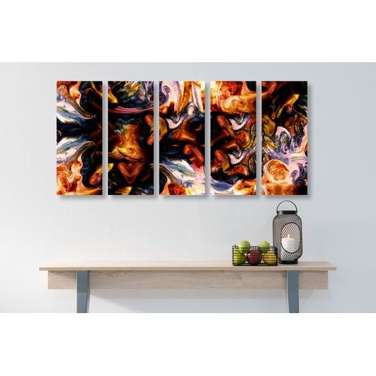5-dielny obraz abstraktné stvárnenie ohňa