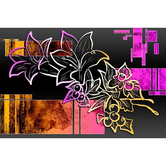 Samolepiaca tapeta kresba kvetov na abstraktnom pozadí