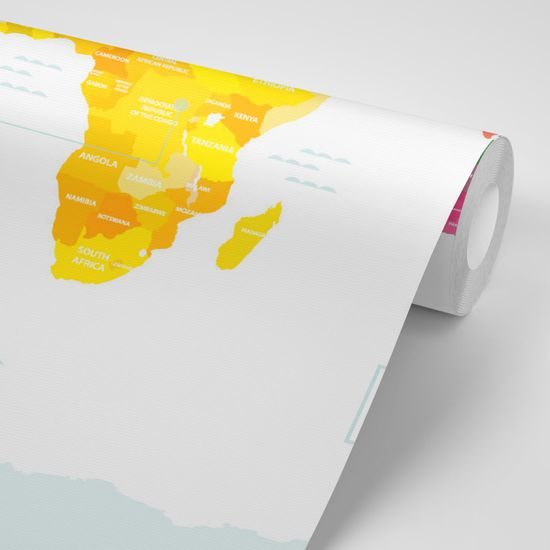 Samolepiaca tapeta pútavá mapa sveta v okúzľujúcom farbenom prevedení