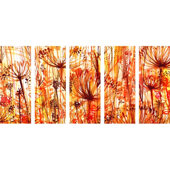 5-dielny obraz umelecká abstrakcia púpav