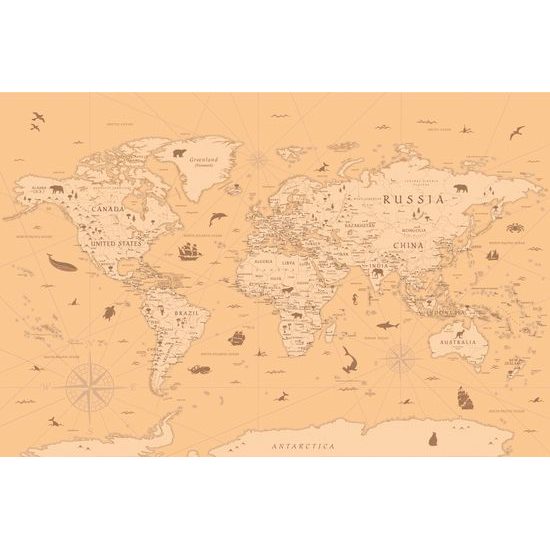Tapeta mapa sveta s historickým nádychom